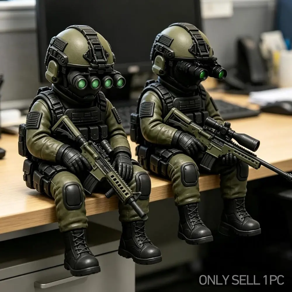 Tactical Mini Soldier Statue, 3.15" Military Sniper Desk Ornament, Realistic Army Soldier Collectible, Gamer Tactical Desktop Decor, Gift for Military Enthusiasts
