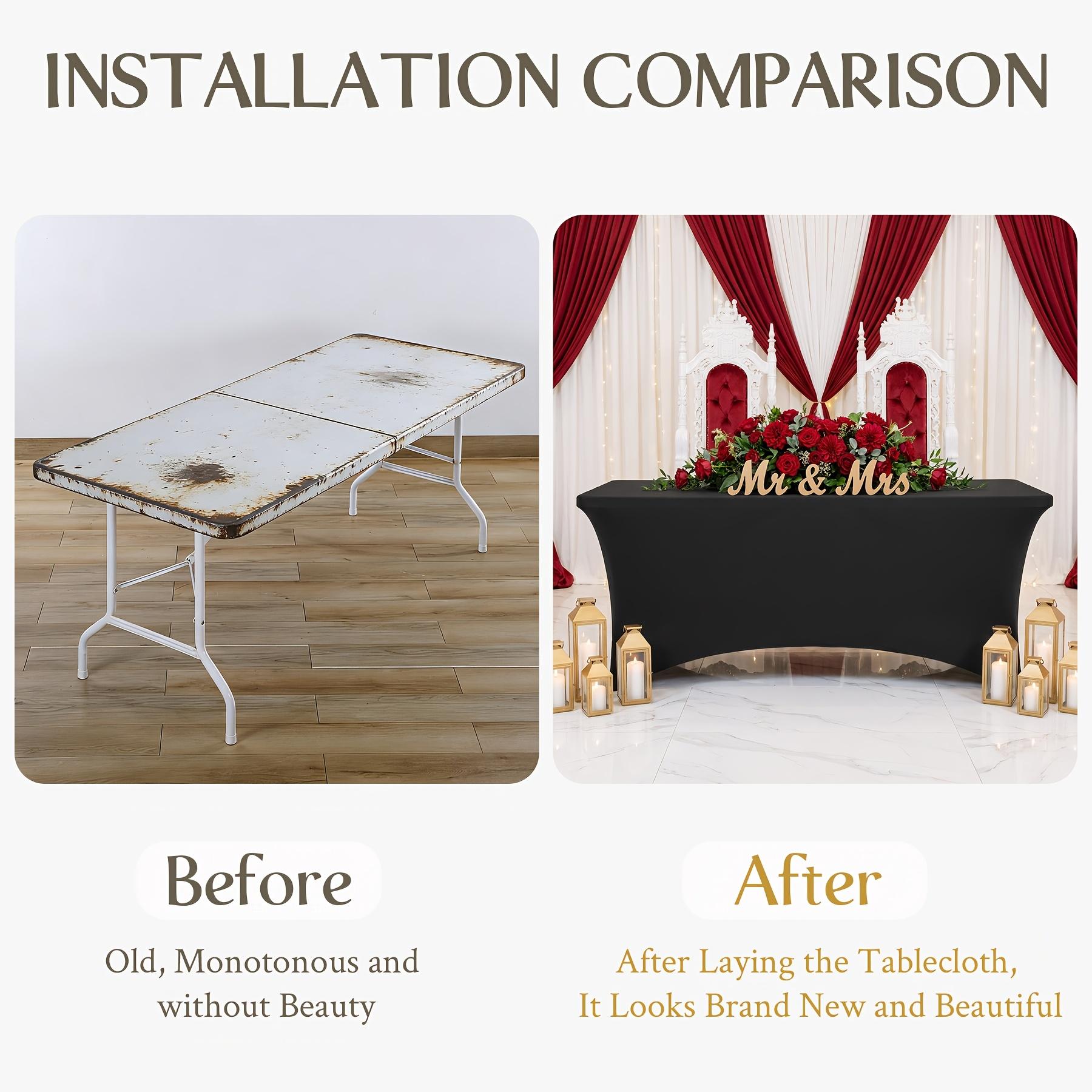 2 Pack Spandex Rectangular Tablecloth 6Ft Fitted Wrinkle Resistant Washable Stretch Table Cover, Elegant Outdoor Wedding Sweetheart Table Decor for Bridal Showers, Baby Showers, Birthday Parties & Banquet Events 2 Pack Spandex Rectangular Tablecloth 6Ft Fitted Wrinkle Resistant Washable Stretch Table Cover, Elegant Outdoor Wedding Sweetheart Table Decor for Bridal Showers, Baby Showers, Birthday Parties & Banquet Events