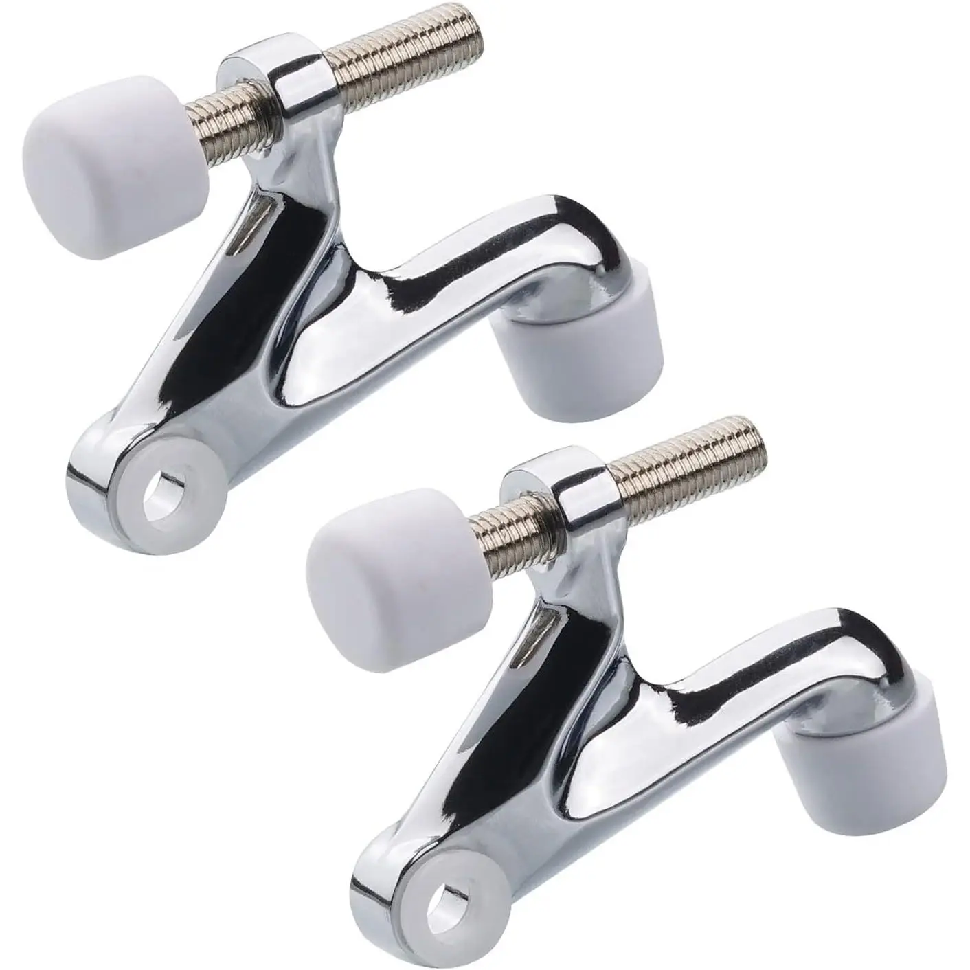 2 Pack Hinge Pin Door Stopper,Adjustable Heavy Duty Door Hinge Stopper 2-3/8"x15/16 Convenient Door Stopper for Door Hinges,with White Rubber Bumper Tips,Easy Installation
