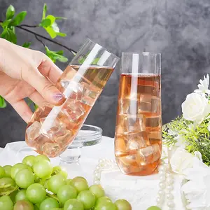 24-Pack Disposable Plastic Champagne Cups, Shatter-Resistant Reusable Tall Glasses, Wedding Birthday Picnic Party Drinkware, Outdoor Event Cocktail Cups