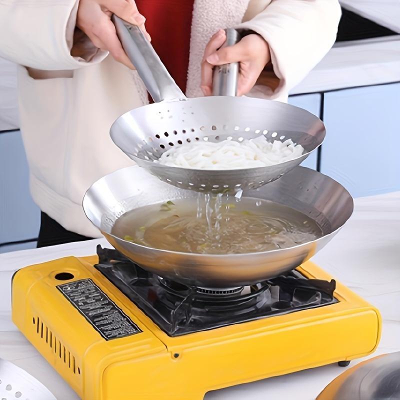 Stainless Steel Skimmer Scoop - Multipurpose Kitchen Strainer for Deep Frying, Oil Skimming, and Lo Mein Cooking - Durable Chef'S Tool for Home and Commercial Use