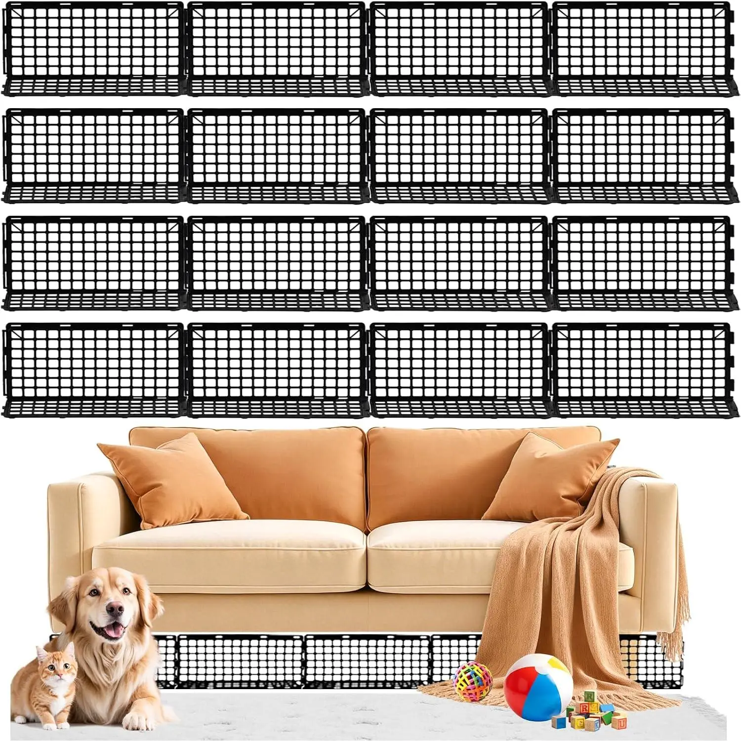 16 count Under Couch Blocker Under Sofa Blocker Adujstable Couch Barrier | Sofa Blocker for Couch
