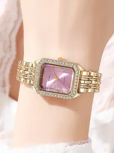 Elegant Diamond-Encrusted Ladies' Watch, Sweet Style Digital Quartz Timepiece, Perfect Gift for Her, All-Season Metal Accessory