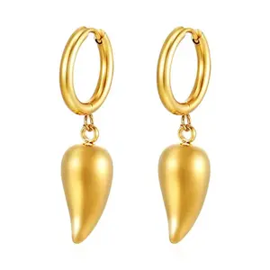 Stainless Dangling Earrings Long WaterDrop Golden Pendients Korean Fashion Women Fairy Wedding Party Accessories