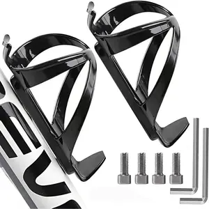 2 Pack Bike Water Bottle Holders, Universal Ultra-Light Bike Water Bottle Cages with Stainless Steel Screws, for Bicycle Cycling MTB Road Mountain Bikes, Black