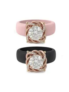 Fashion Silicone Couple Rings, Adjustable Zircon Wedding Bands, Low Allergy, Comfortable Fit, Sizes 5-10, Perfect Gift for Her