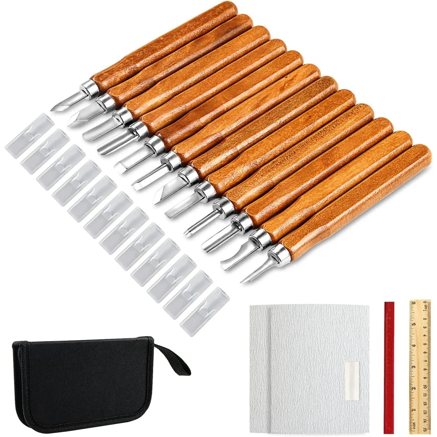 Carving  Set, 20 count  Carving Kit Carbon Steel  Hand Carving Tool for DIY Sculpture Carpenter Experts Beginners