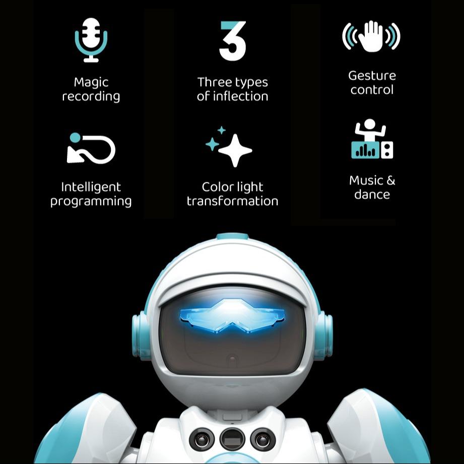 Smart Voice Robot Toy, 1 Box Gesture Sensor Remote Control Robot Toy with Rechargeable Lithium Battery, Programmable Robot Toy for Boys & Girls