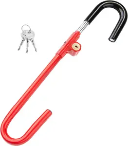Steering Wheel Brake Lock Vehicle Anti Theft Security Brake Pedal Lock with Adjustable Length Fit for Distance from Steering Wheel to Pedal Within 21in to 30in Red