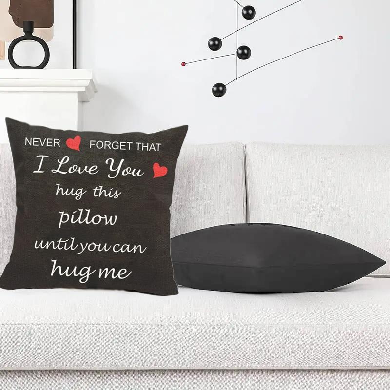 Letter Print Throw Pillow Cover without Filler, Square Pillow Cover, Simple Design Cushion Cover for Home Decor, Washable Cushion Covers, Romantic Gift for Her Him