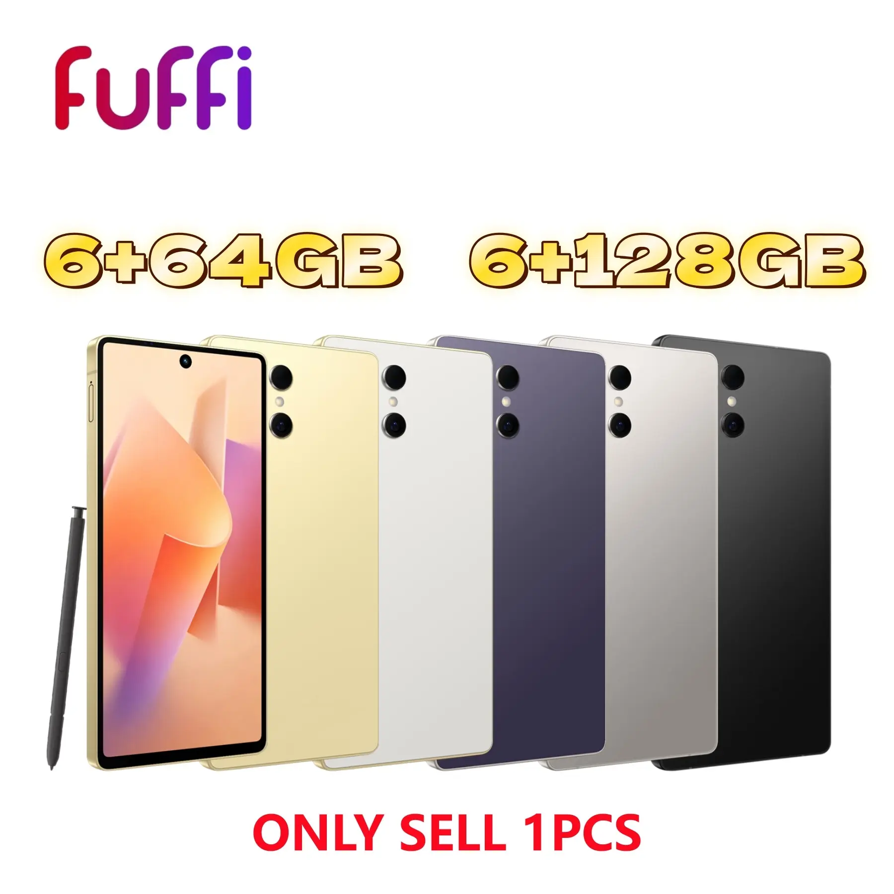 Fuffi Smart Phone 6.8-Inch Large Screen, 6gb RAM 64GB/128GB ROM, 4g Network Dual Sim, 8mp+20mp Camera, 4100mah Battery, Electronic stylus, Android Phone