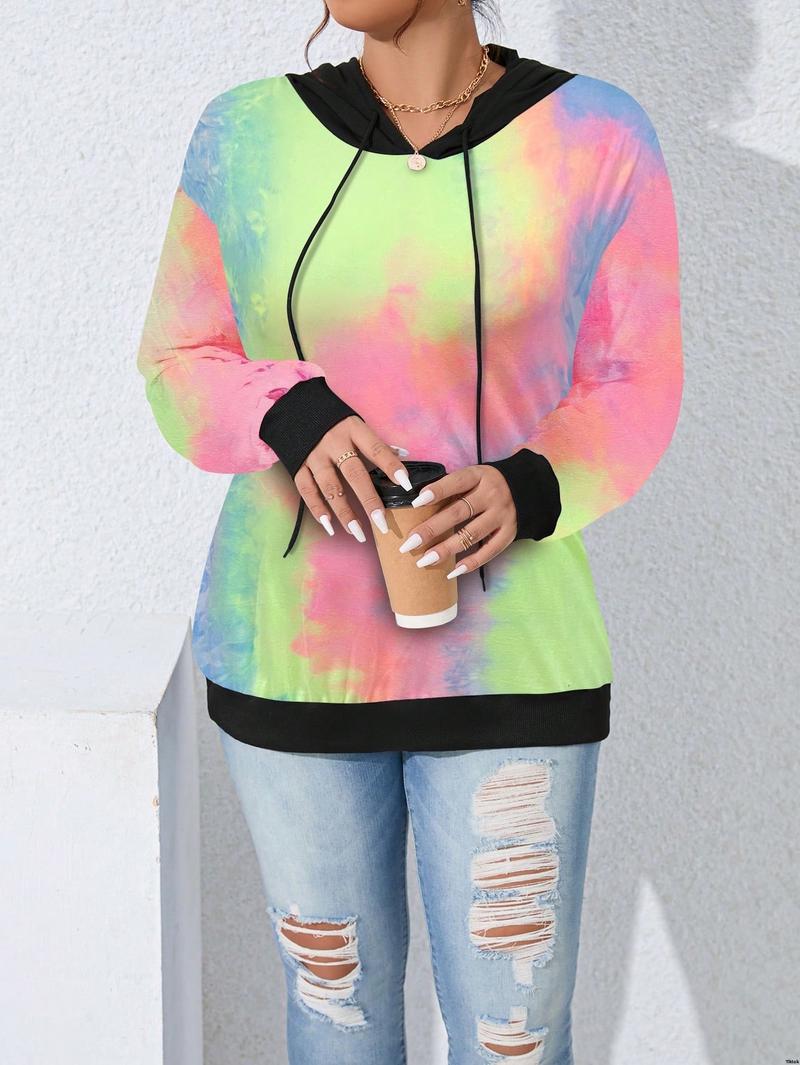 Sleeve Long Patchwork Plain Plus tiktok LUNE Size Color Casual Hoodie