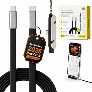 240W SuperCharge 360° Rotating Invisible Stand Detachable 2-in-1 Charging Cable, Charger, Zinc Alloy Silicone Type-C Cable Adapter, Compatible with Apple and Samsung, Essential for Gaming, Office and Car Use, Phone Charging Accessories