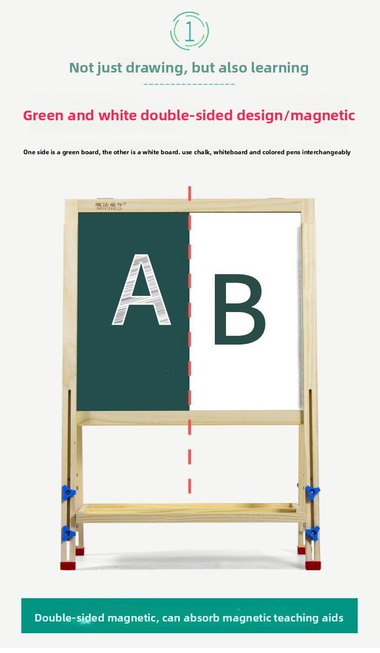 Children Double Sided Magnetic Blackboard Adjustable Stand Home Drawing Board Easel Whiteboard Solid Wood Writing Board Elementary Children Double Sided Magnetic Blackboard Adjustable Stand Home Drawing Board Easel Whiteboard Solid Wood Writing Board Elementary