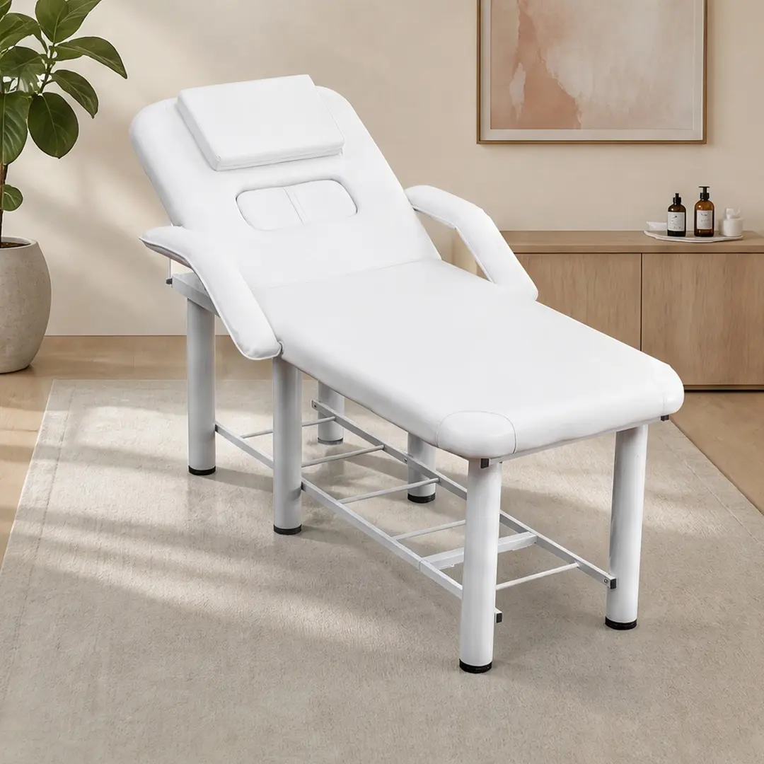 ARCH Professional Beauty Bed Massage Table with Removable Headrest & Breast Cushions, Armrests, Storage Shelf, Adjustable Backrest, PU Leather, Heavy-Duty Steel Frame, 600 lbs Capacity, for Spa, Facial, Tattoo, Salon, Multiple Color Options, Sturdy, Remot
