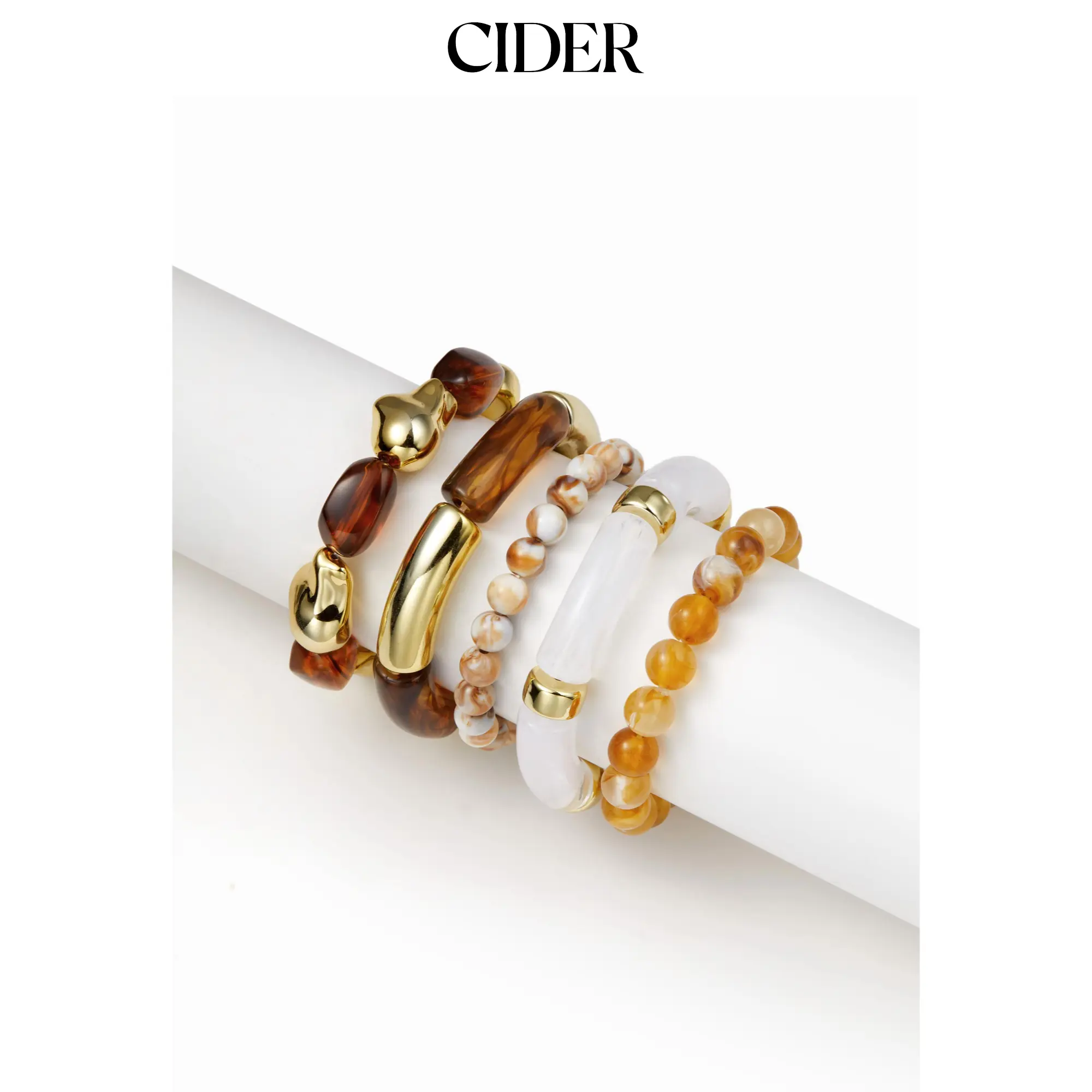 Cider 5 PCS RESIN BEADED BRACELET SET Cider 5 PCS RESIN BEADED BRACELET SET