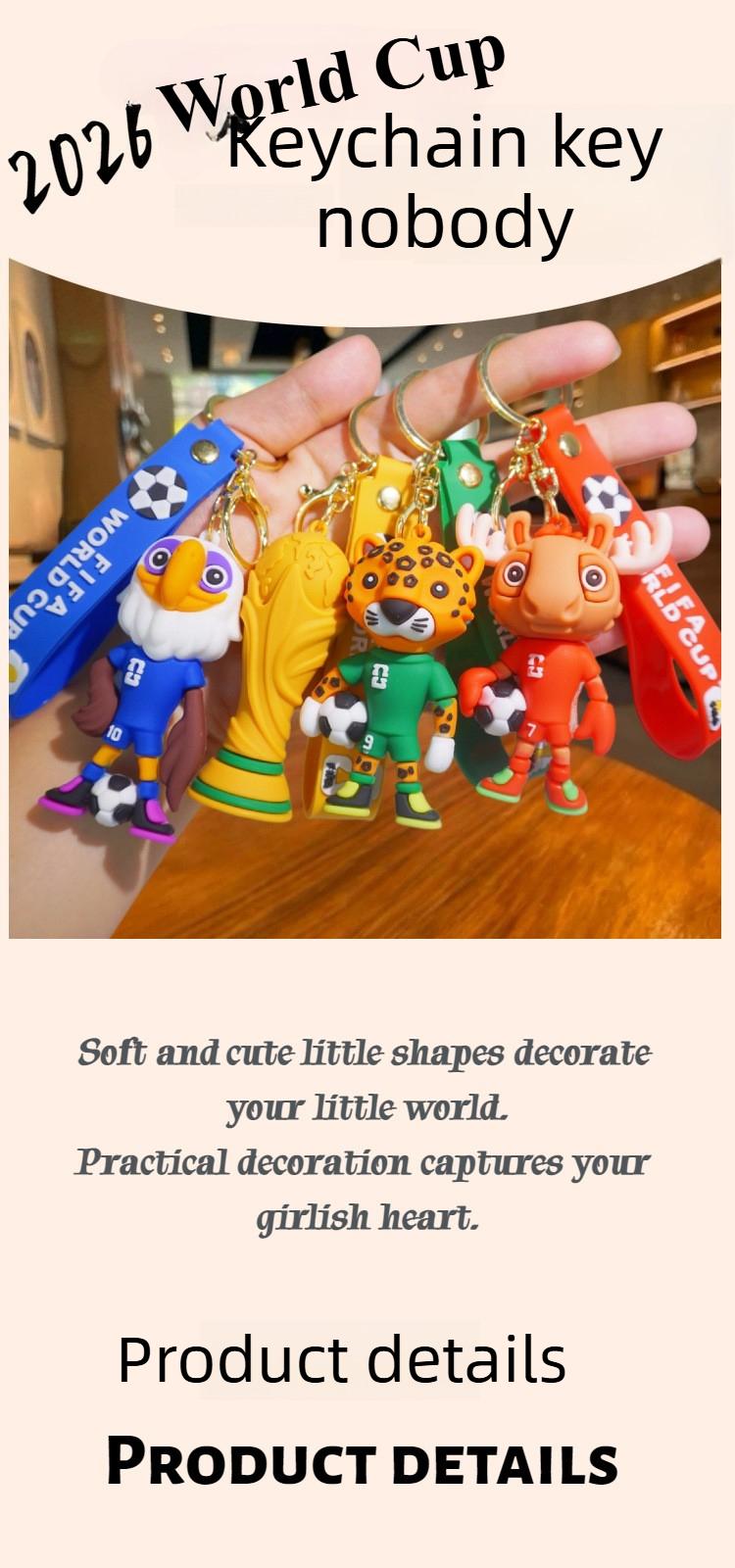 2026 US-Canada-Mexico World Cup Mascot Doll Keychain Toy Pendant Football Hercules Cup