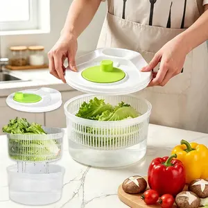 Multi-Functional Salad Spinner, Fruit and Vegetable Washer, Spin and Dry Salad Greens, Lettuce Spinner with Bowl and Mesh Basket