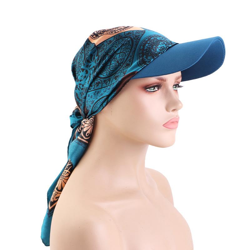 Satin Square Scarf Turban Hat, Outdoor Sun Protection Visor Cap for Women