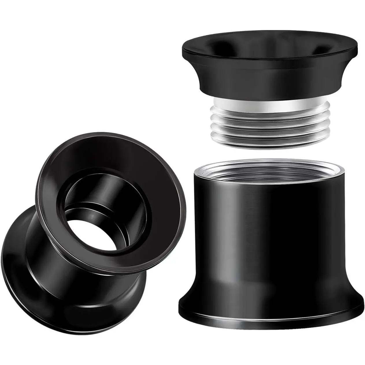 Internally Threaded Surgical Steel Black Double Flared Tunnel Piercing Jewelry Stretcher Ear Plug Earring Lobe Tunnel(Gift)
