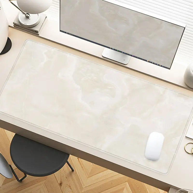 Marble Vein Desk Pad Gaming Mousepad XXL Mouse Pad For Laptop Desk Mouse Pad Extra Large With Non-Slip Rubber Base Stitched Edges Surface For PC Gamers Office Workers & Home Use Ideal Gift For Christmas And New Year