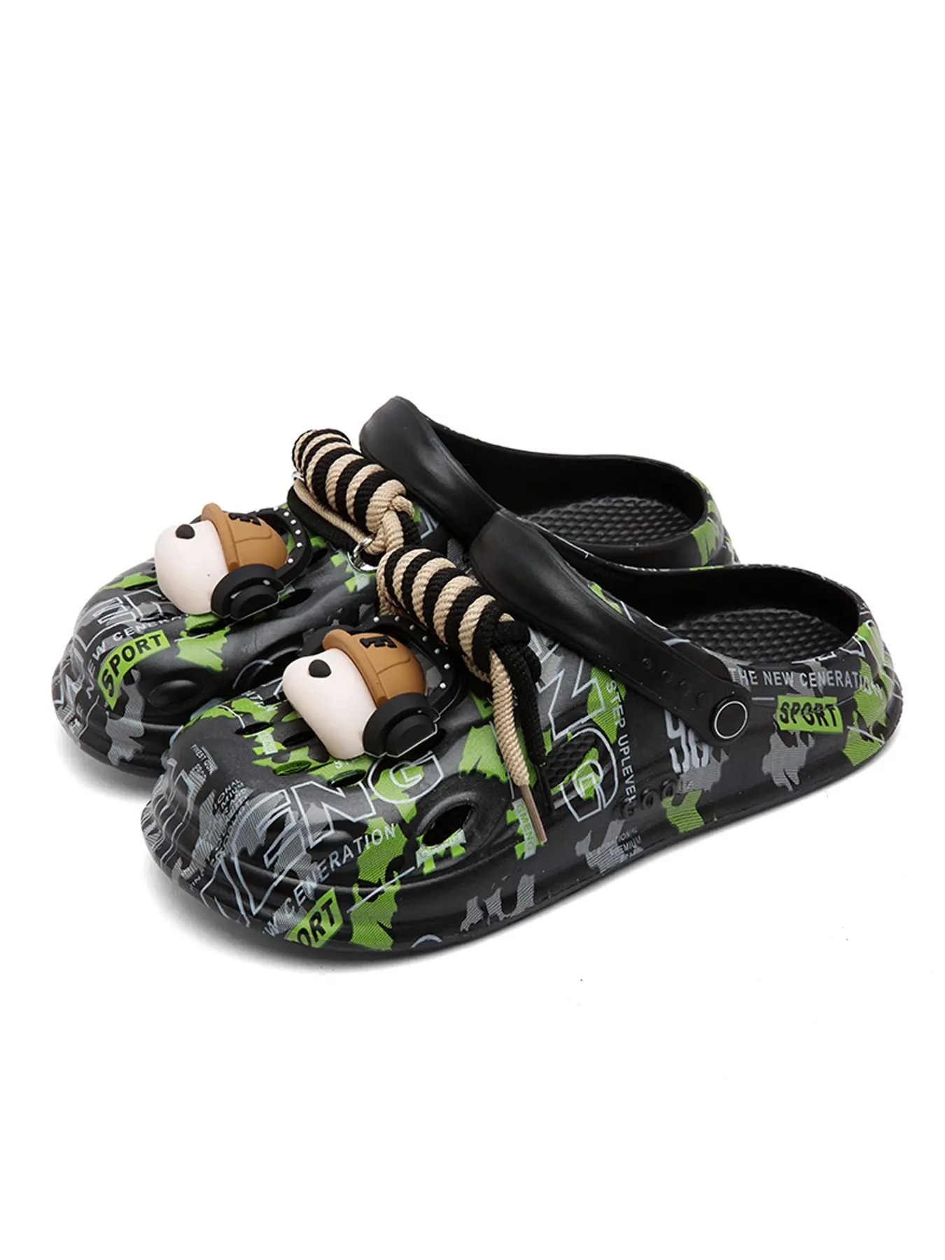 Anti-Slip Comfortable Clog Sandals, Wide Fit Eva Material, All-Over Print Design, Casual Indoor/outdoor Footwear, Couples' Shoes