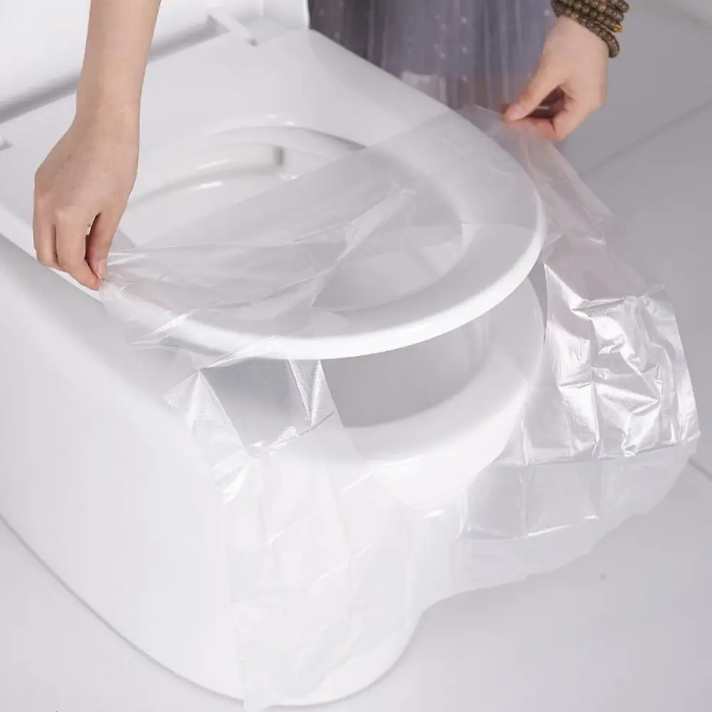 50PCS Disposable Plastic Lightweight Toilet Seat Covers, No-Contact Sanitary Germ Protection Liners, Waterproof Individually Wrapped Portable Travel Cushions for Public Restrooms (Bag Accessory), Toilet Seats (50 Pieces A Pack), Universal Fit, Travel Use,