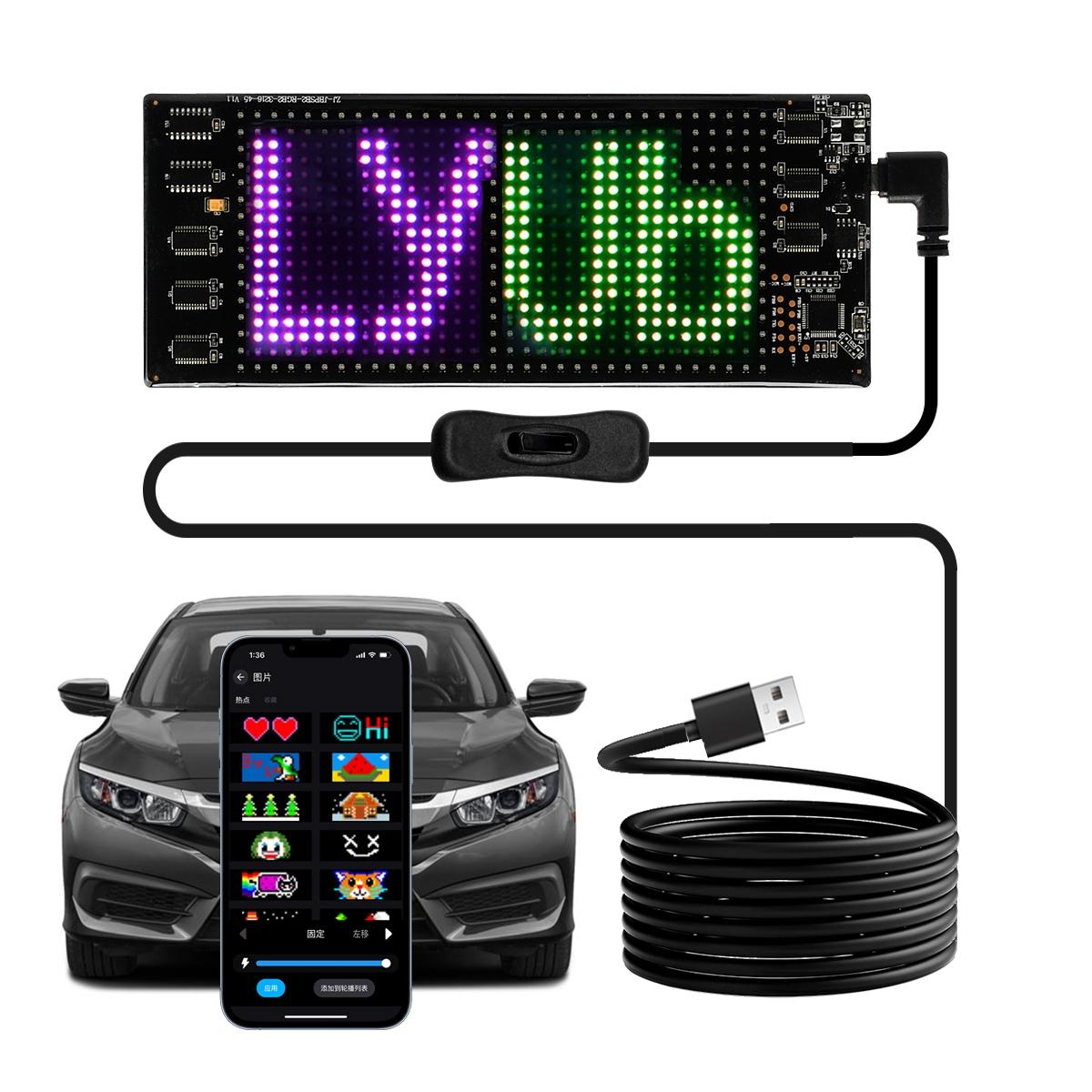 Dynamic Pixel Matrix Car Smart Display APP Remote Dual Control RGB Flex Film Screen DIY Animation Real Time Music Sync Voice Activated Gift For Men Tech Upgrade