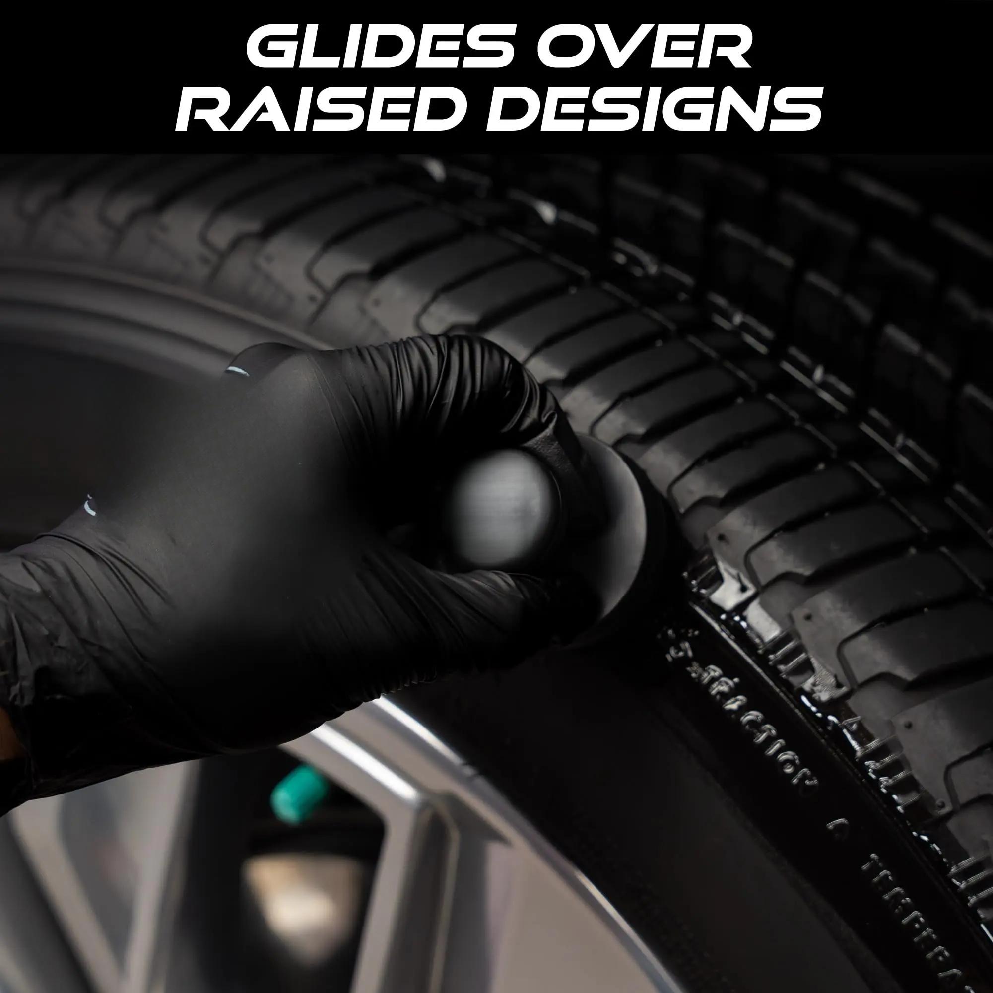 Tire Shine Applicator Brush, Automotive Tire Dressing Applicator Brush, Storage Stand Included for Detailing and Car Wash Kit, Black, 2.3 Inch Diameter