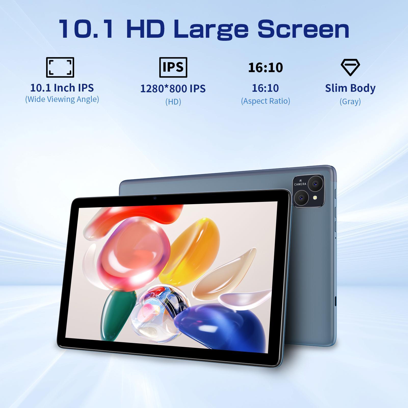 10.1 Inch Android Tablet, USB Charging Large Storage Entertainment Office Dual Channel Speaker with BT Keyboard & Mouse, Office Equipment, Portable Tablet
