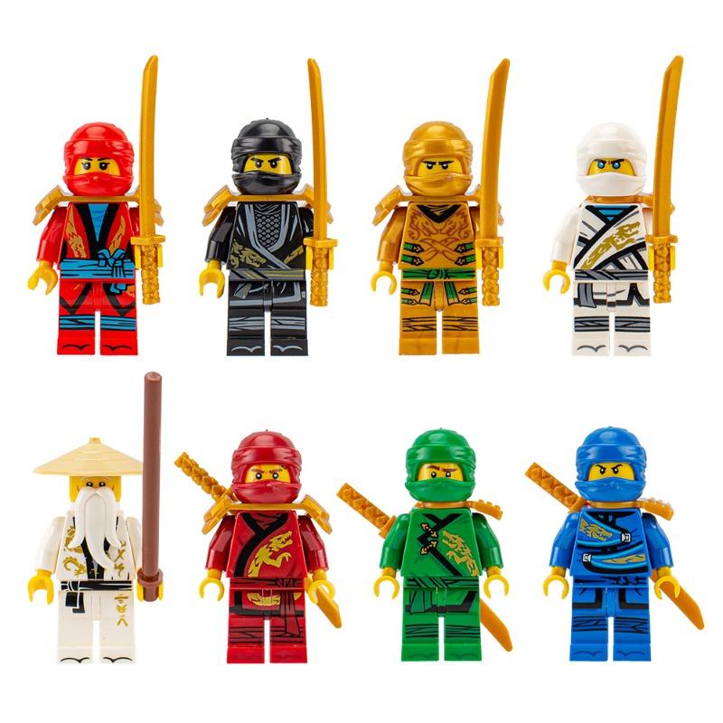 Building blocks gold ninja humanoid dolls educational splicing toys mini characters children's birthday gifts cartoon characterspopular popular