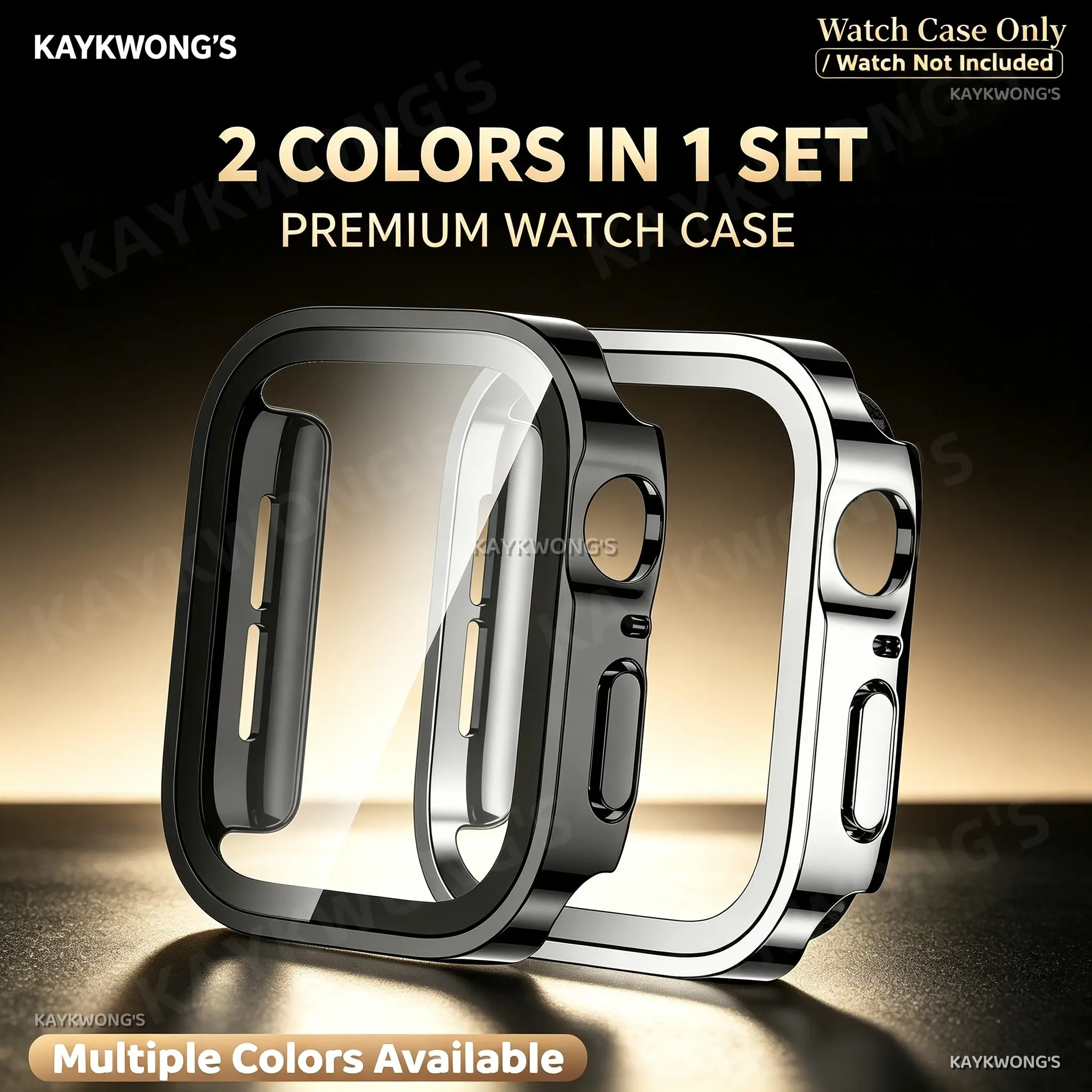 KAYKWONG'S 2 Counts Hard PC Protective Case with Tempered Glass Screen Protector, Ultra-thin Scratch Resistant Cover Smart Watch Accessories for iWatch Series 49mm 46mm 45mm 44mm 42mm 41mm 40mm 38mm Protection Smartwatch Accessories