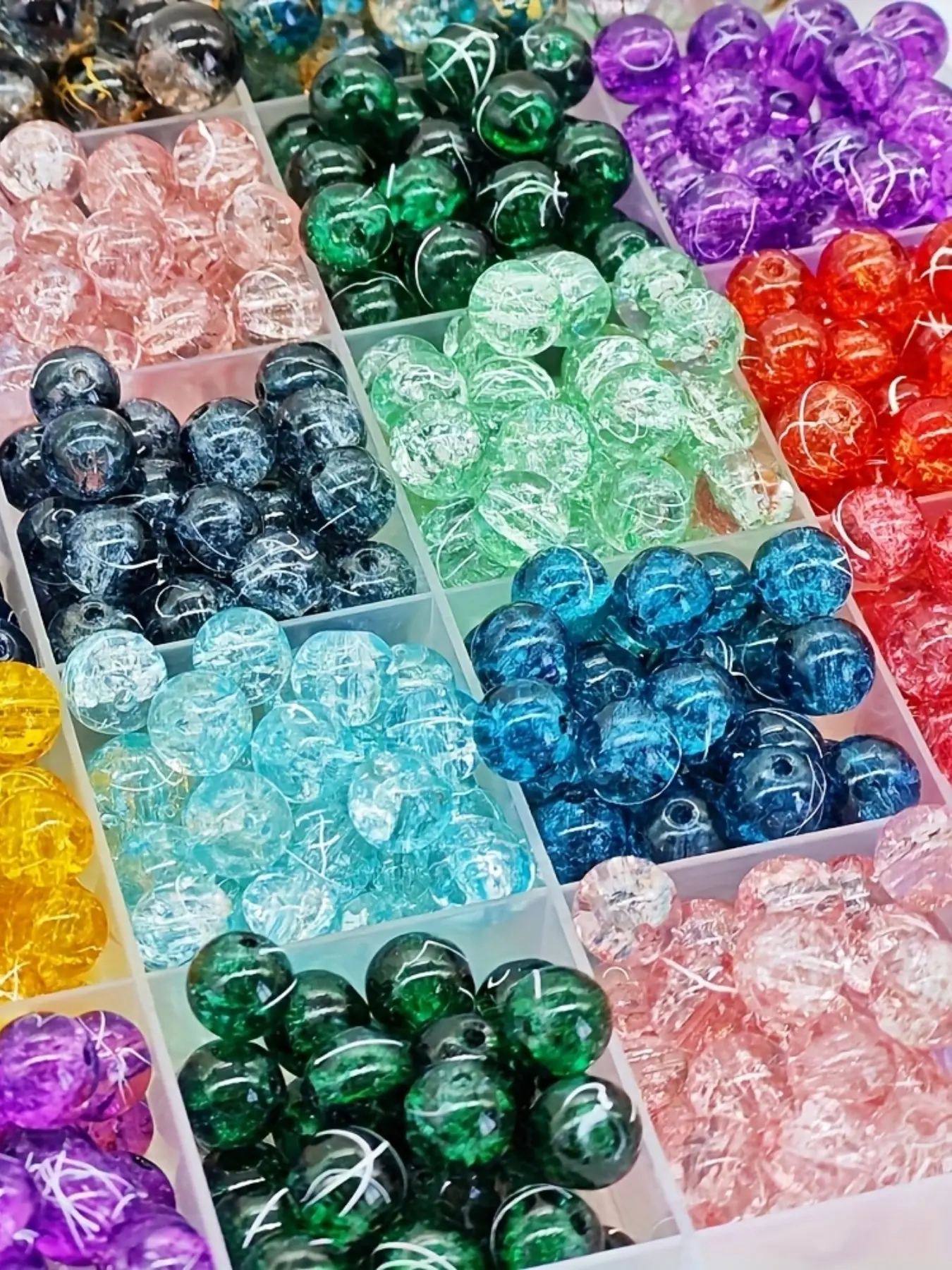 100pcs 8mm Crackle Glass Beads, Multicolor Boho Jewelry Making Kit, Beads for Bracelets, DIY Bracelet and Necklace Set, Diy Beading Supplies, All Seasons Craft Supplies