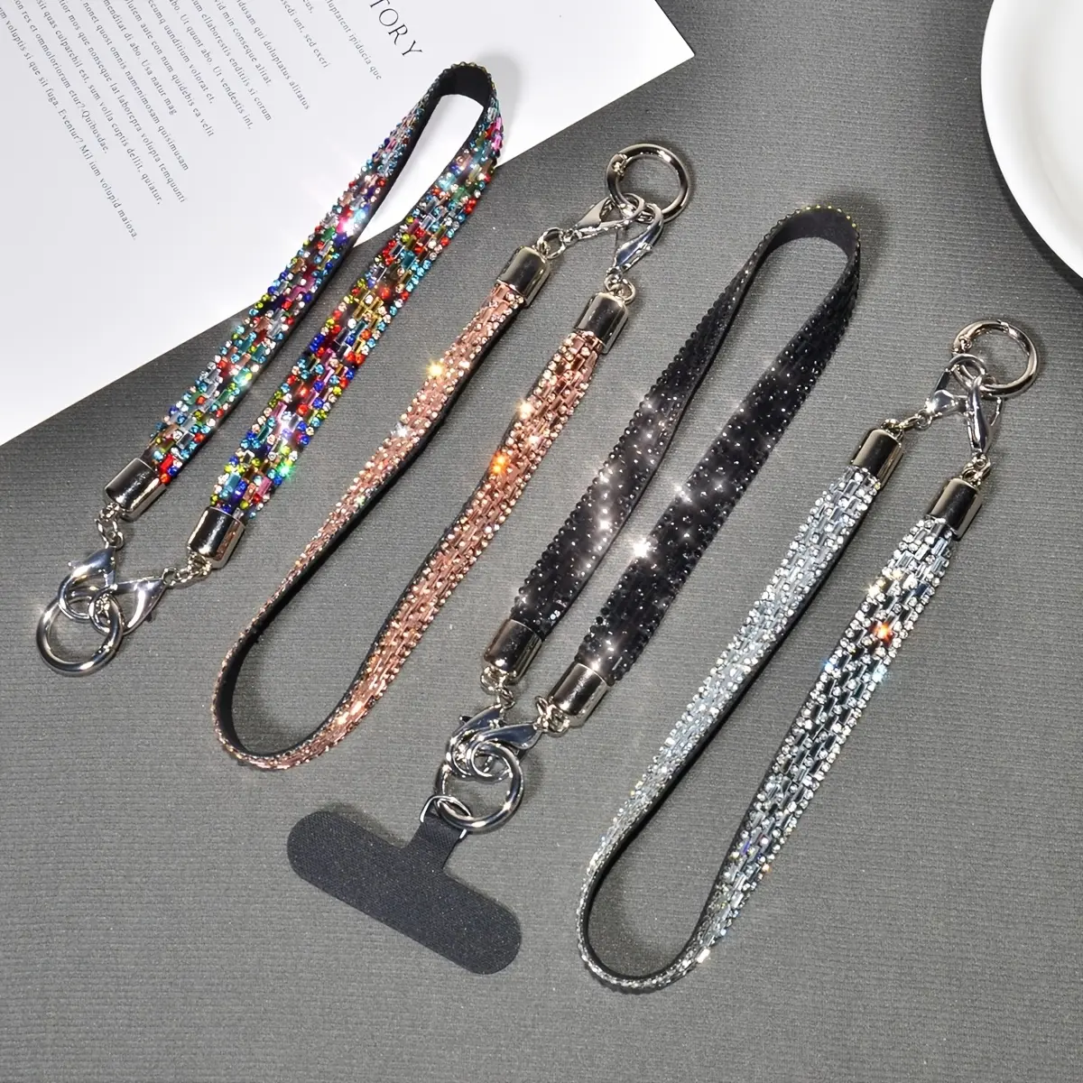 Luxury full diamond crystal sequin phone lanyard, Cell phone strap, wide wristband, women's pendant, accessory, Phone Accessories, suitable for outdoor travel, hiking, shopping, anti-loss phone case chain, niche, personalized, high-end new style