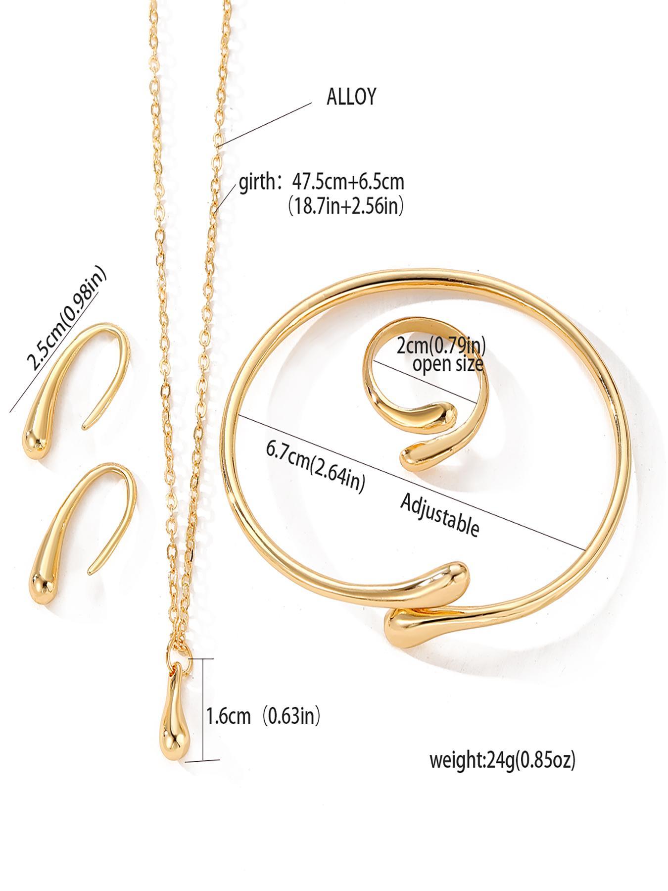 Necklace & Bracelet & Earrings & Ring Jewelry Set, Fashion Jewelry for Party, Daily Clothing Decor, Trendy All-match & Exquisite Jewelry for Birthday Gift