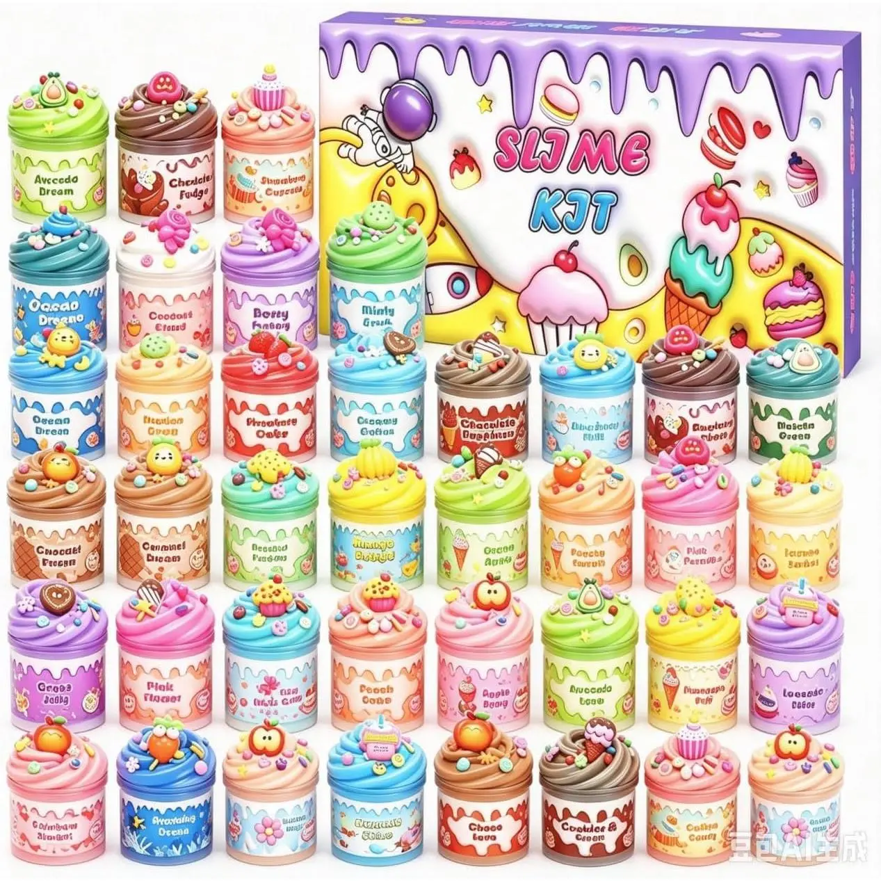 41pack Mini Butter Slime Kit, Party Favor Gifts Slime Stress Relief Toy Scented Sludge Toy for Kids，Birthday Gifts, School Prizes