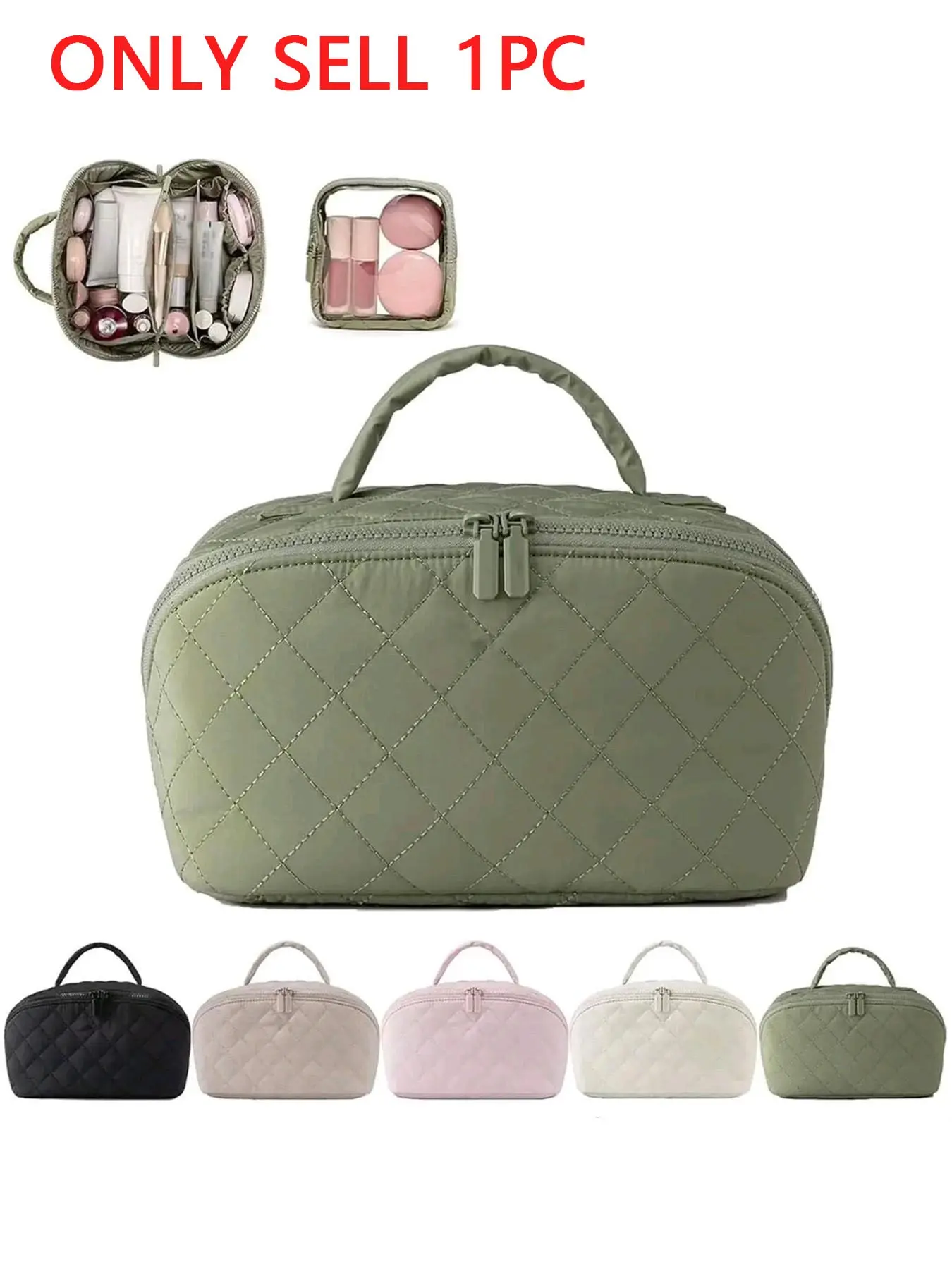 Large Capacity Portable Makeup Bag, TravelCosmetic Brush Storage Pouch, High-EndWashroom Toiletry Bag, Handheld BeautyOrganizer, Cosmetics Organizer, Makeup Artist Bag