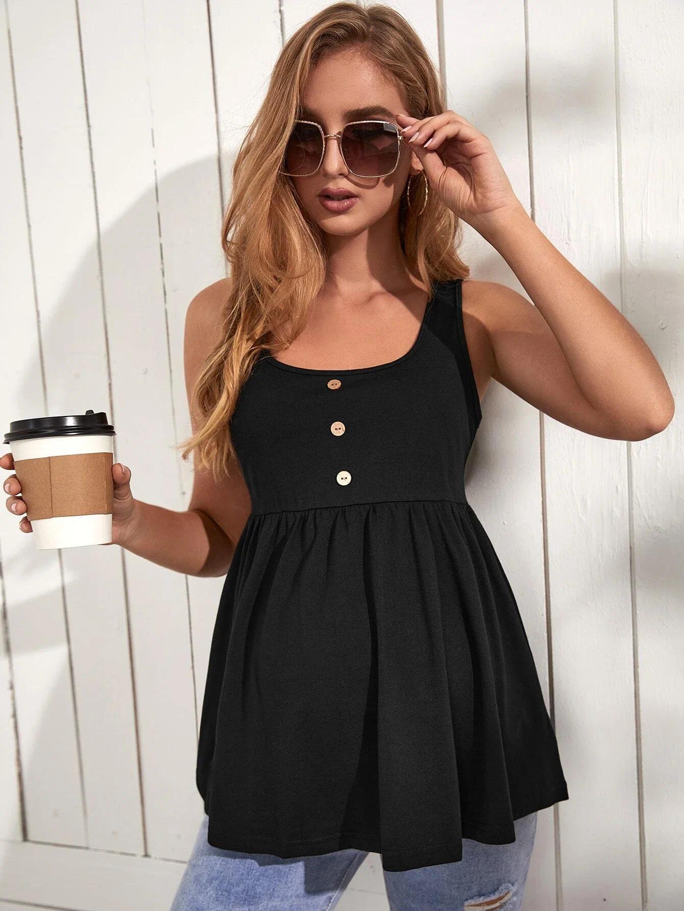 Maternity black camisole for summer, casual shirt, maternity wear, maternity clothing