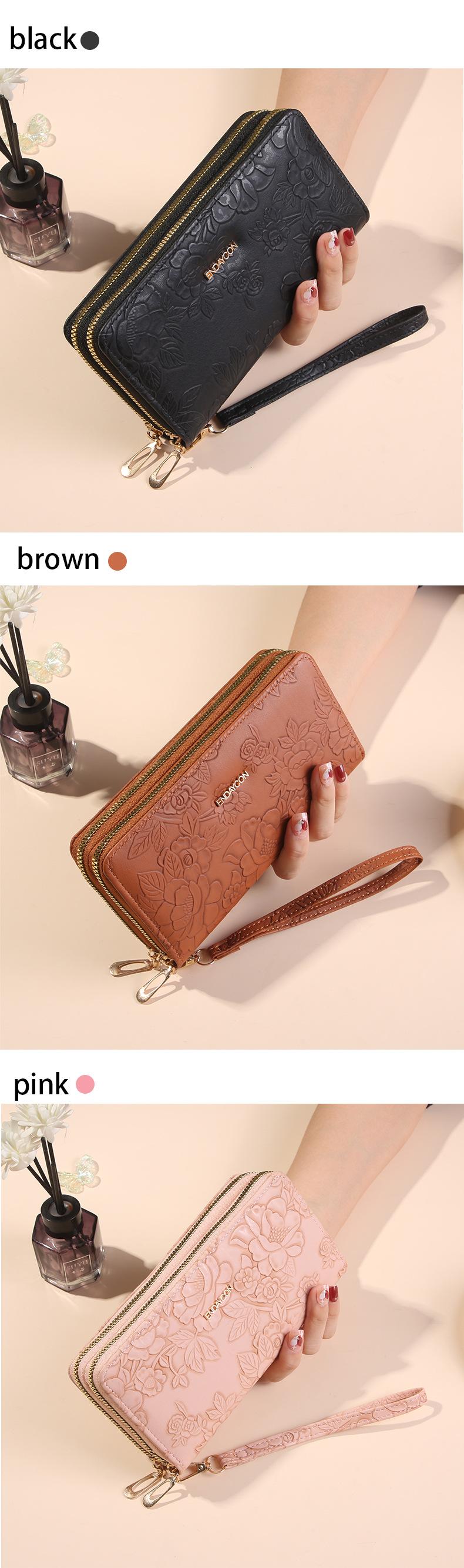 Long Wallet for Women, Large Capacity Zipper Clutch Wallet with Phone Pocket, Stylish Double Layer Wristlet Purse, Lightweight Daily Wallet for Travel, Shopping and Gifts