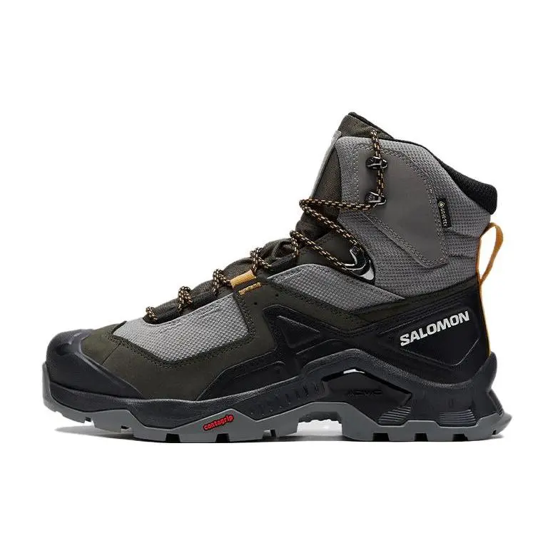 Men's Salomon Quest Element High-Top Lace-Up Hiking Boots - Gray, House White, Memory Foam, Rubber Base, Clean Lines, Leather Mix, Lightweight Casual Trainers (Maison Mihara)