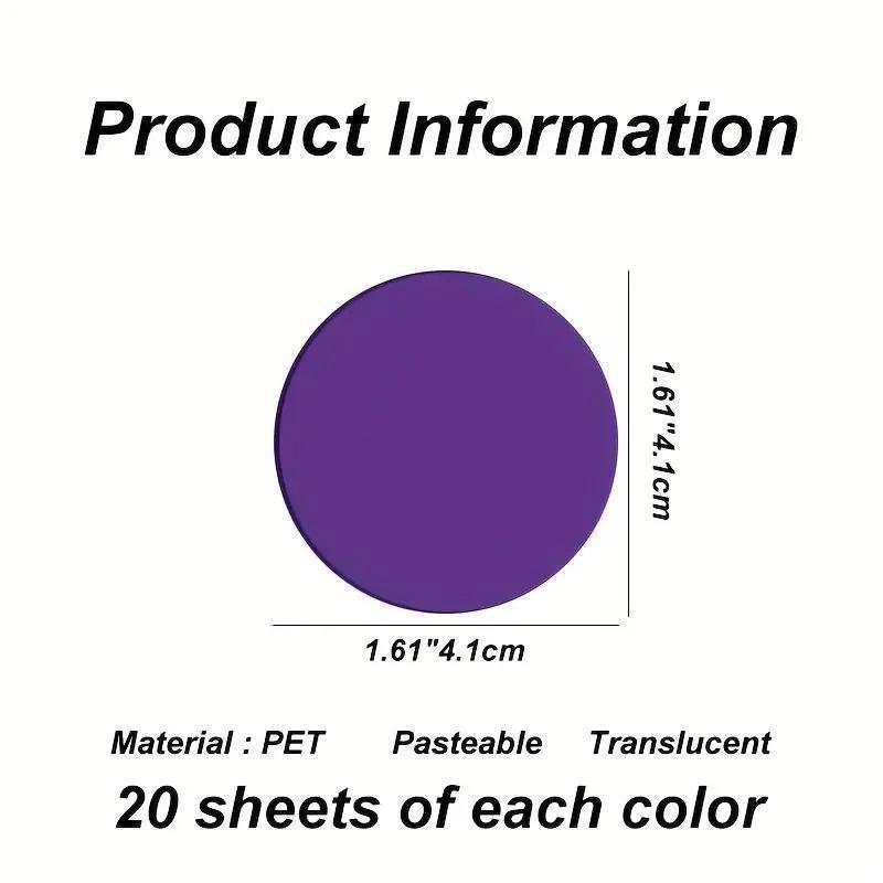 Transparent Sticky Note, 8 Counts/160 Sheets Round Colorful Sticky Note, Waterproof Sticky Memo Pad, Office Stationery & Supplies
