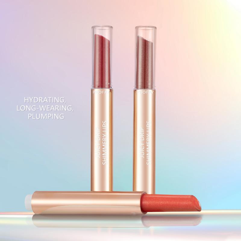 PHOFAY Juicy Lip Plump Lipstick 01 - Lightweight Hydrating & Long-Wearing Lip Gloss with Plumping Effects for Moisturized Glossy Lips Makeup