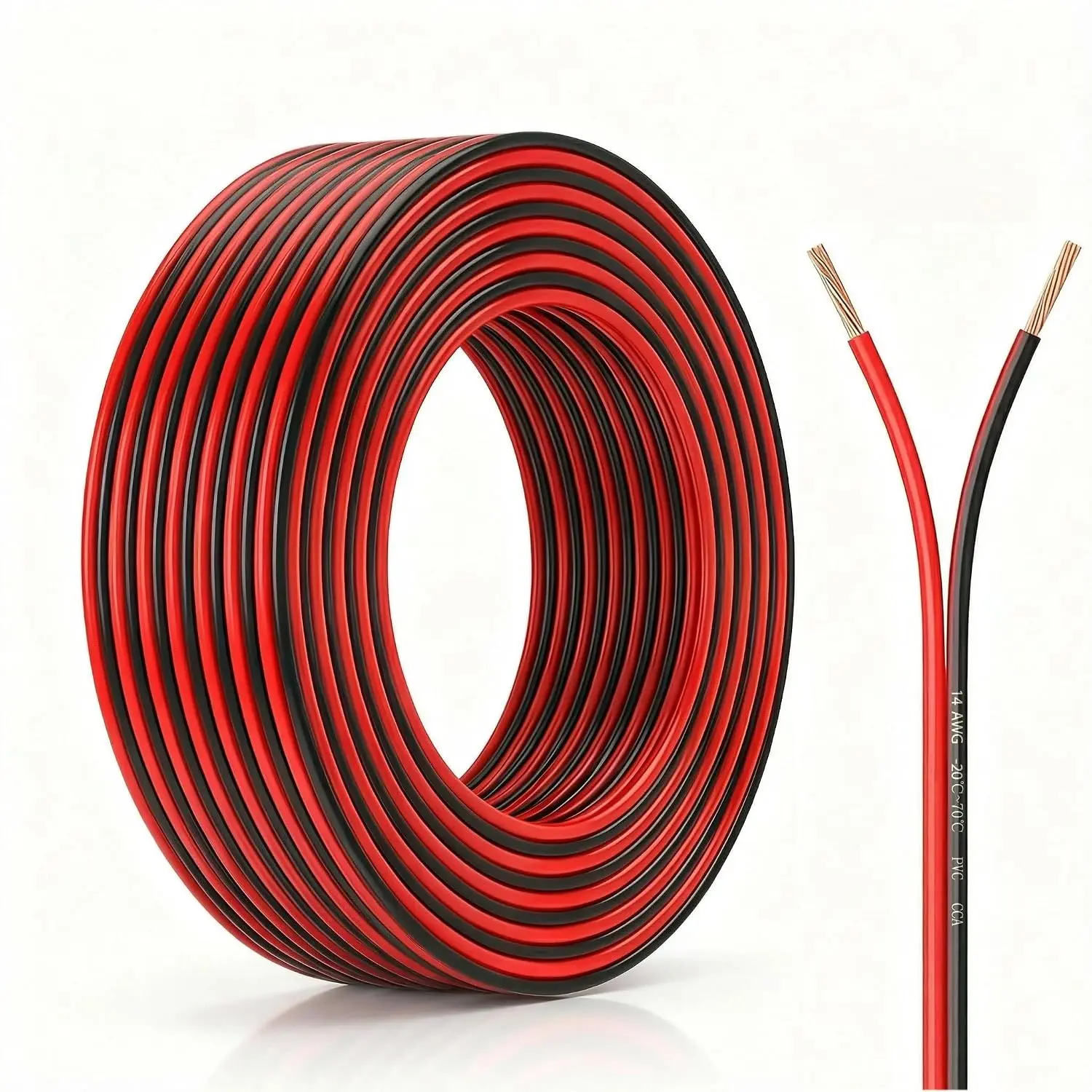 14 Gauge Wire 25FT, 14 AWG CCA Red and Black 2 Conductor Speaker Wire