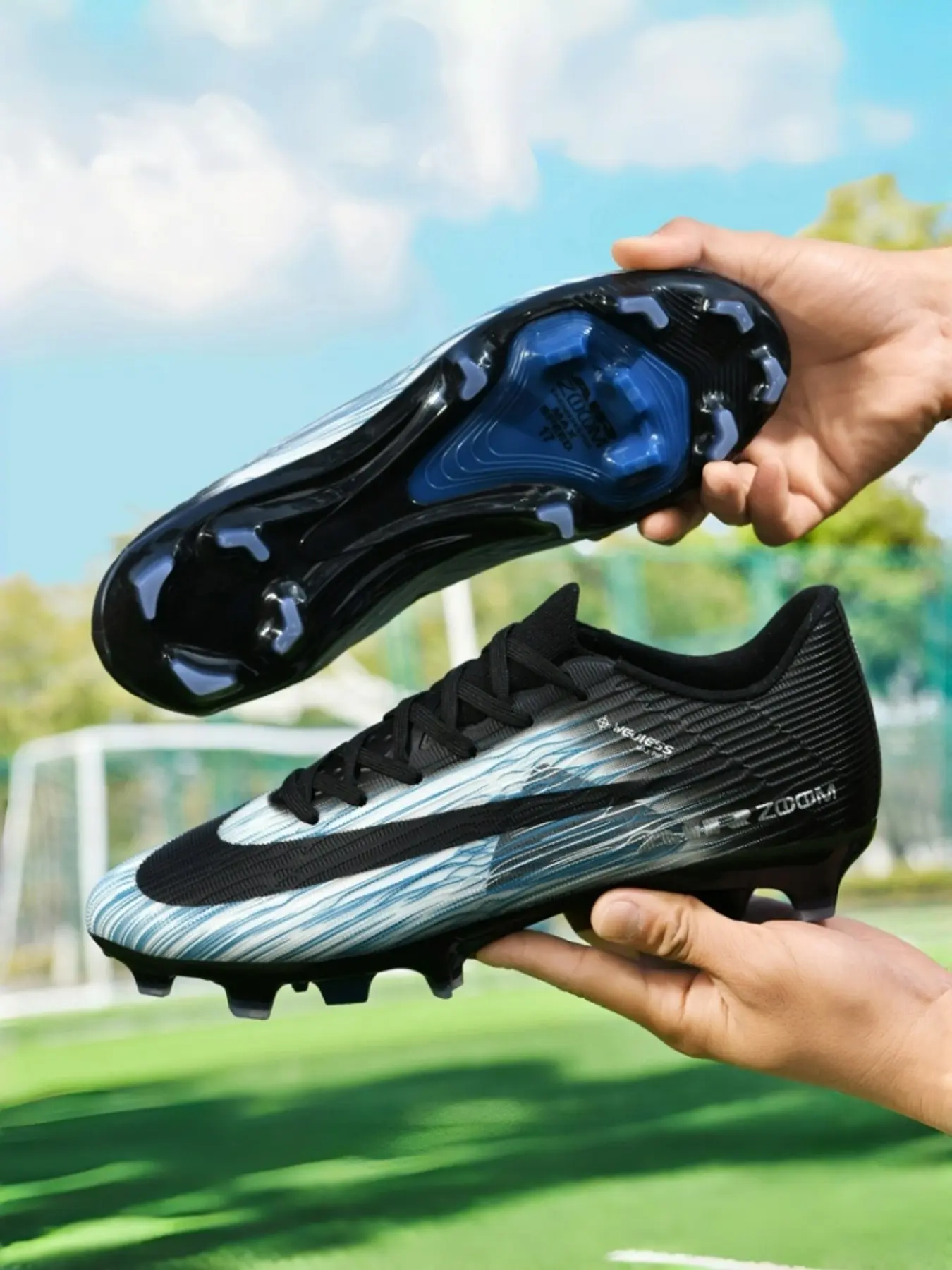 High-Quality Football Shoes for Men and Women, Long Studs for Grass Training and Matches, Sporty PU Upper, All Seasons