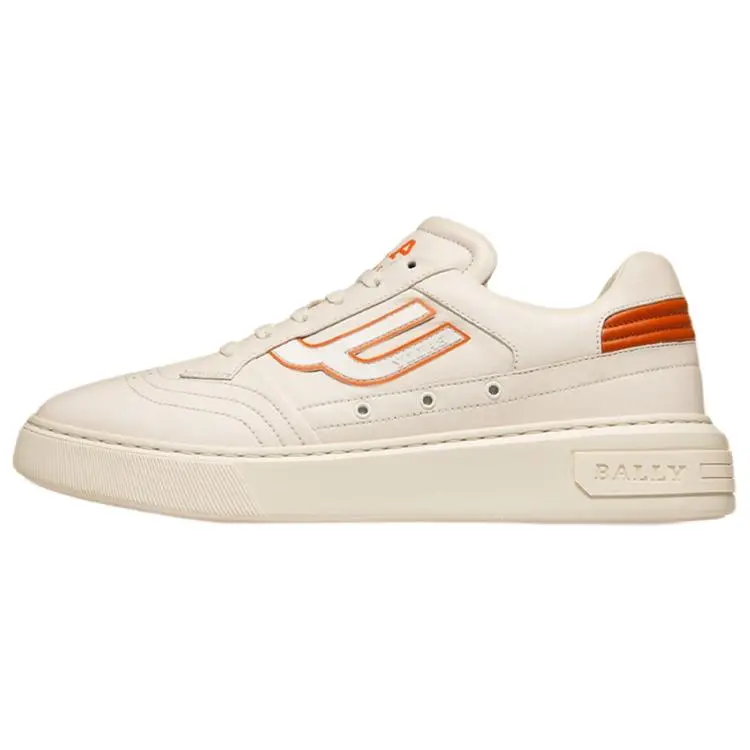 Bally Triumph Comfort Low-Top Fashion Sneakers for Men in Orange and White Verifiable, with credentials and supporting global authentication