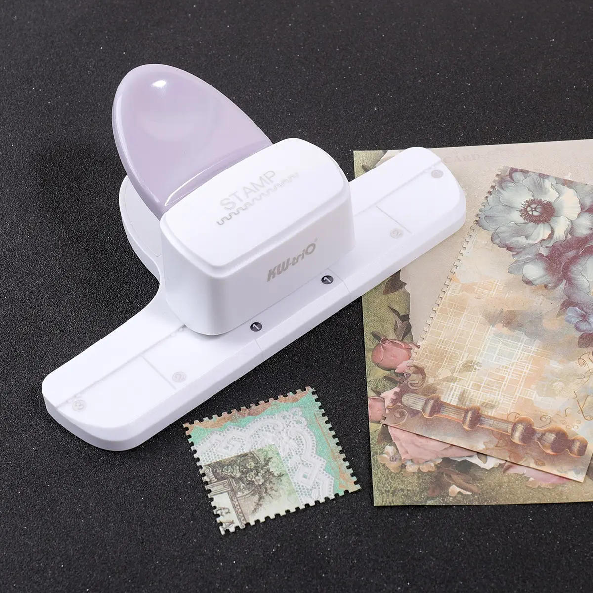Paper Edge Punch with Postage Stamp Border, Compact Decorative Craft Cutter with Guide Base, Ideal for Scrapbooking, Card Making, Journaling, Photo Trimming, Gift Tags, DIY Albums, Invitations and Handmade Stationery