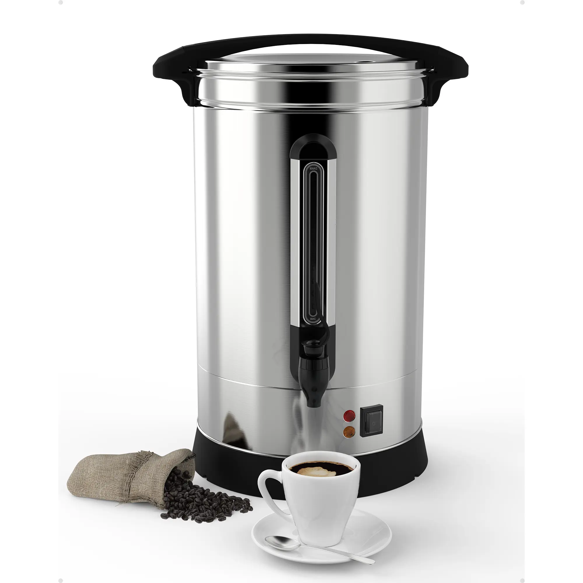 Coffee Urn 120 Cup, 18l/4.8Gal Commercial Coffee Maker, Food Grade Stainless Steel, for Church, Meeting Rooms, Lounges, Hot Beverage Dispenser,Hot Water Urn