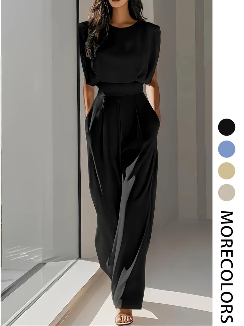 Women's Solid Color Sleeveless Jumpsuit, Elegant Fashion Casual Commuter Jumpsuit for Daily Outdoor Wear, Women Jumpsuit for Summer