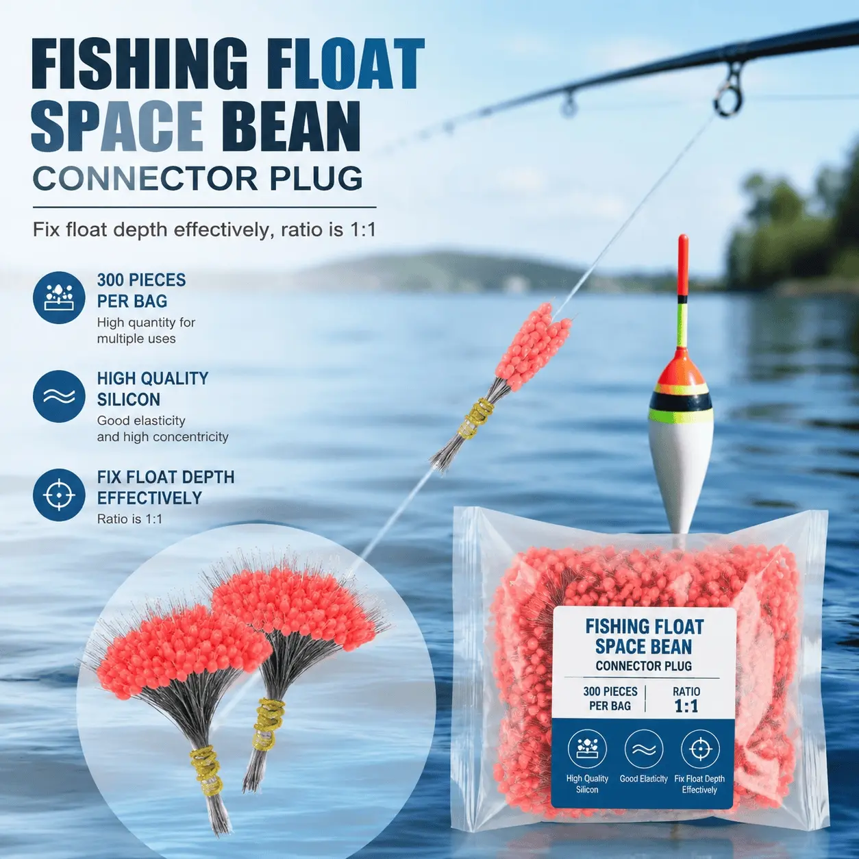 Premium Silicone Anti-Tangle Fishing Float Beads Kit, 300pcs Multi-Size 1.0-8.0 & Colors, Slip Bobber Stoppers for Freshwater Saltwater Fishing Tackle, Upgraded Anti-Twist Float Rig Accessories.