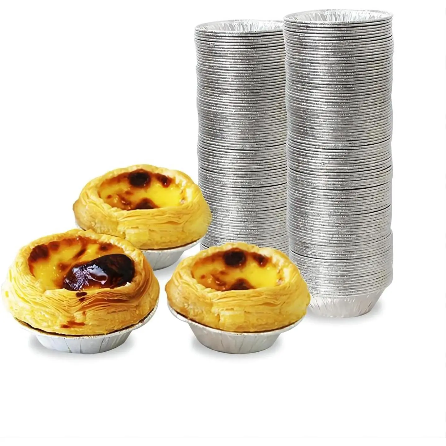 Disposable Silver Aluminum Foil Circle Tart Pans, 2.67" Mini Pie Tins (Pack of 200) for Home Baking Supplies